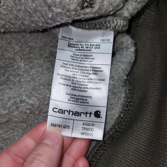 Carhartt Relaxed Fit Army Green Sage, With Logo, Women's Size Xs, Thick Warm - Picture 8 of 10